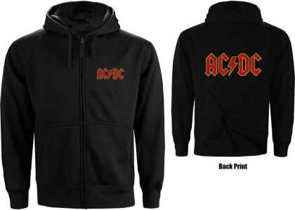 AC/DC Ladies Zipped Hoodie - Logo (Back Print)