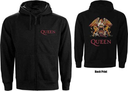 Queen Ladies Zipped Hoodie - Classic Crest (Back Print)