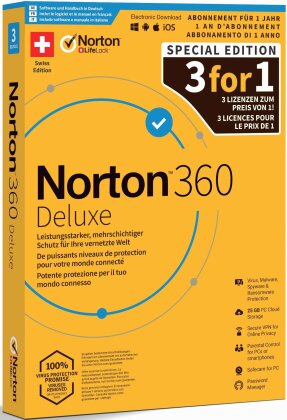 Norton Security 360 Deluxe 25GB 3For1 Device 12MO [PC/Mac/Android/iOS]