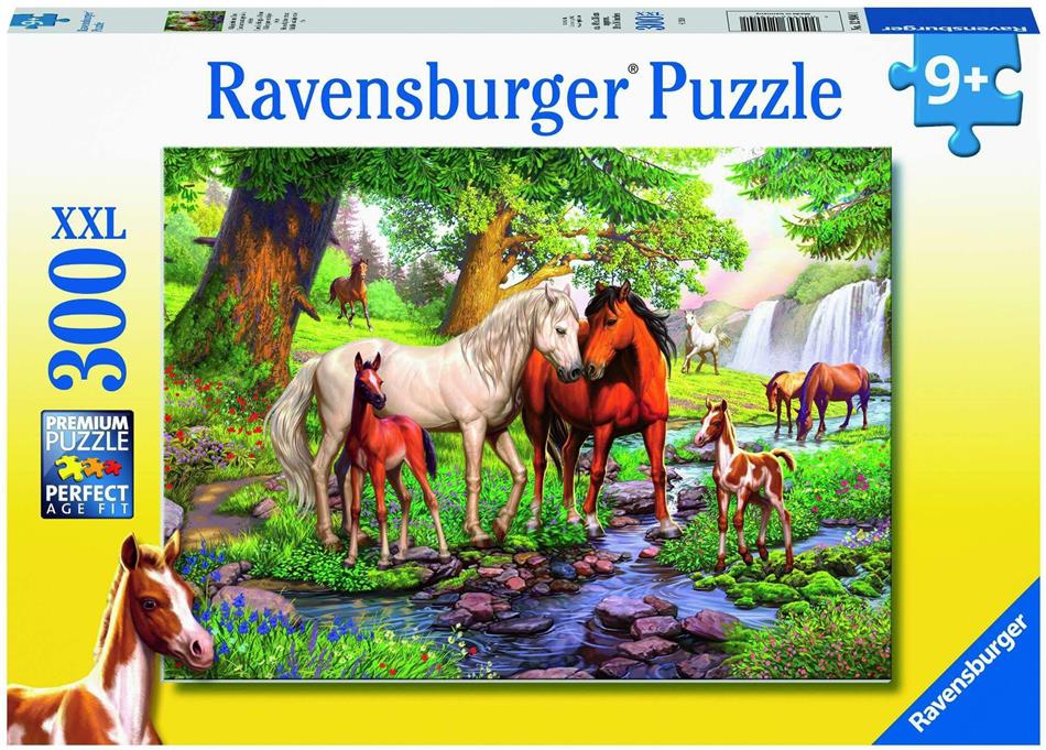 Wildpferde am Fluss - 300 XXL Teile Puzzle