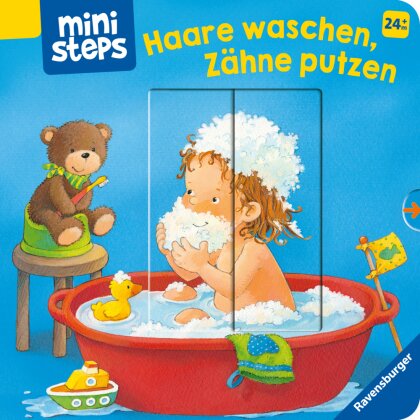 Haare waschen, Zähne putzen - Schiebebuch, 12 Seiten