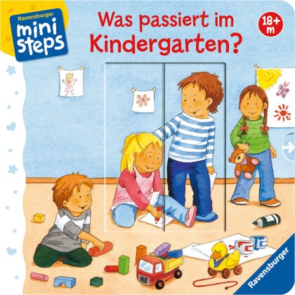 Was passiert im Kindergarten - Schiebebuch, 12 Seiten,