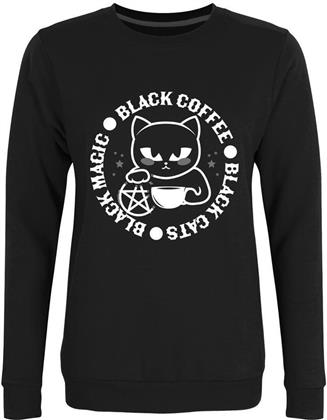 Black Cats, Black Magic, Black Coffee - Ladies Sweater - Grösse XL