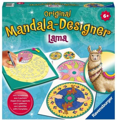 Ravensburger Mandala Designer Lama 28519, Zeichnen lernen für Kinder ab 6 Jahren - Kreatives Zeichnen mit Mandala-Schablonen für farbenfrohe Mandalas