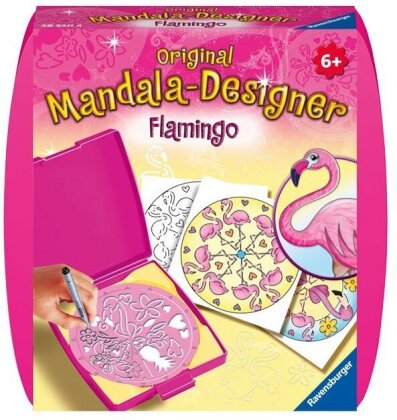 Ravensburger Mandala Designer Mini Flamingo 28520, Zeichnen lernen für Kinder ab 6 Jahren - Zeichen-Set mit Mandala-Schablone für farbenfrohe Mandalas