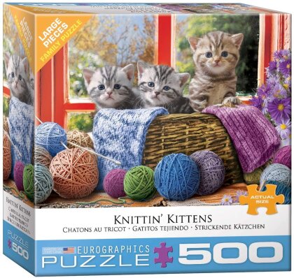 Strickende Kätzchen - 500 Teile Puzzle