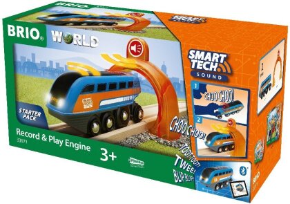 BRIO World 33971 Smart Tech Sound Lok mit Aufnahmefunktion - Elektrischer Zug mit Tunnel - Interaktives Spielzeug empfohlen ab 3 Jahren