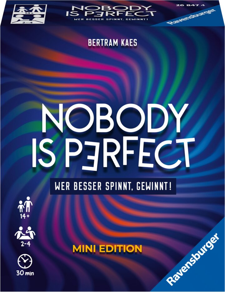 Ravensburger 26847 - Nobody is perfect Mini Edition - Kommunikatives Kartenspiel für die ganze Familie, Spiel für Erwachsene und Jugendliche ab 14 Jahren, für 2-4 Spieler