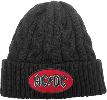 AC/DC Unisex Beanie Hat - Oval Logo (Cable-Knit)