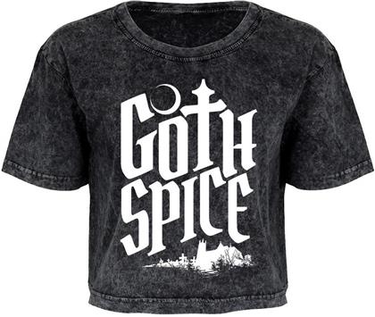Goth Spice - Ladies Acid Wash Oversized Cropped T-Shirt