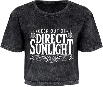 Keep Out of Direct Sunlight - Acid Washed Oversized Cropped T-Shirt