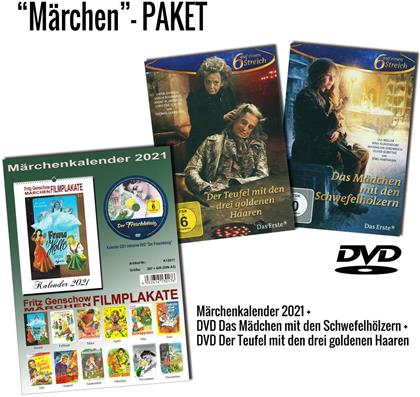 Das Mädchen mit den Schwefelhölzern / Der Teufel mit den drei goldenen Haaren / Der Froschkönig - Märchenkalender 2021 & 3 Märchen-Filme (3 DVDs)