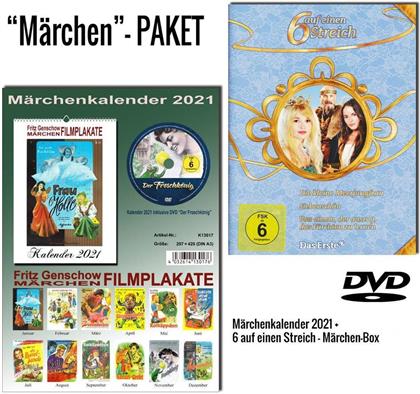 Die kleine Meerjungfrau / Siebenschön / Von einem der auszog das Fürchten zu lernen / Der Froschkönig - Märchenkalender 2021 & 4 Märchen-Filme (4 DVDs)
