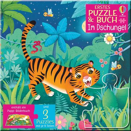 Erstes Puzzle & Buch: Im Dschungel - 3x 9 Teile Puzzles + Papp-Bilderbuch