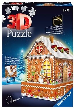 Lebkuchenhaus bei Nacht - 3D Puzzle, 216 Teile und 43 Zubehörteile