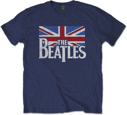 The Beatles Unisex T-Shirt - Drop T Logo & Vintage Flag