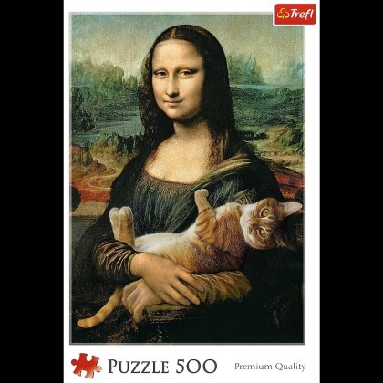 Mona Lisa mit schnurrender Katze - 500 Teile Puzzle