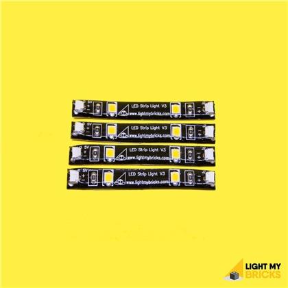 Light My Bricks - LED Beleuchtungs Klebestreifen mit Warm Weissen LEDs für LEGO® (4er Pack)