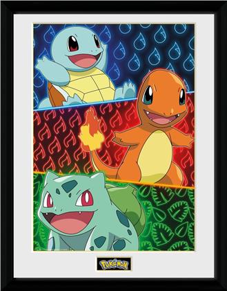 Pokemon: Starters Glow - Framed Print 30cm x 40cm