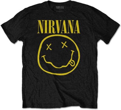 Nirvana Kids T-Shirt - Yellow Happy Face (Black)