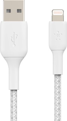 Belkin Boost Charge Braided Lightning to USB-A Cable 1m - white