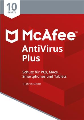 McAfee AntiVirus Plus 10 Device 2019 (10 Geräte I 1 Jahr) (Code in a Box) (PC+MAC)