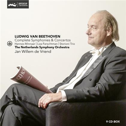 Ludwig van Beethoven (1770-1827), Jan Willem de Vriend & Netherlands Symphony Orchestra - Comlete Symphonies & Concertos (9 CDs)