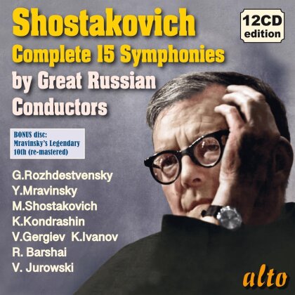 Yevgeni Mravinsky, Gennadi Rozhdestvensky, Maxim Shostakovich, Kirill Kondraschin, Valery Gergiev, … - Complete 15 Symphonies By Great Russion Conductors (12 CD)