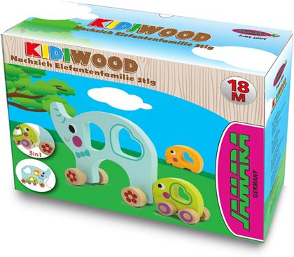 Jamara Holzspielzeug Kidiwood Nachzieh-Elefantenfamilie 3tlg