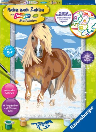 Ravensburger Malen nach Zahlen 28780 - Haflinger im Schnee - Kinder ab 9 Jahren