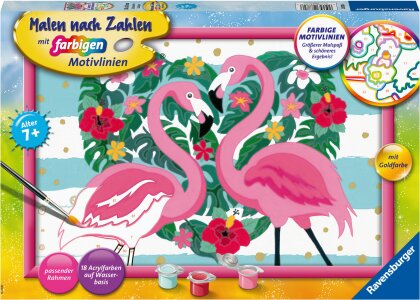 Ravensburger Malen nach Zahlen 28782 - Liebenswerte Flamingos - Kinder ab 7 Jahren