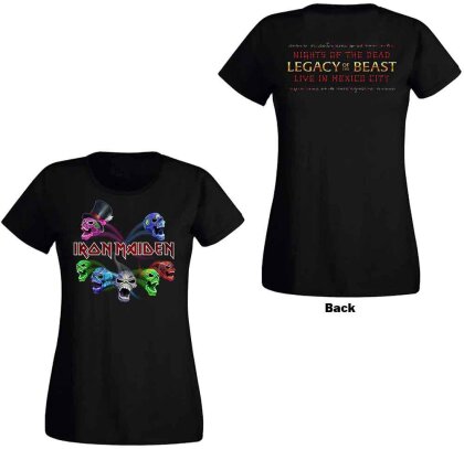 Iron Maiden Ladies T-Shirt - Legacy of the Beast Live Album Skulls (Back Print)