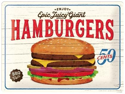 Tin Sign. Hamburgers - USA