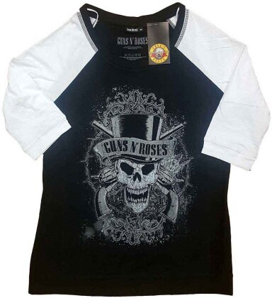 Guns N' Roses Ladies Raglan T-Shirt - Faded Skull