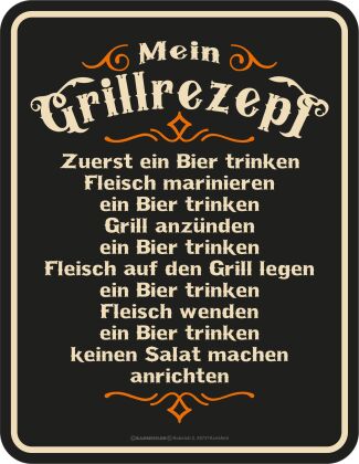 Mein Grillrezept Blechschild