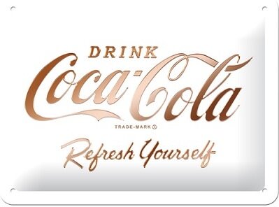 Blechschild. Coca-Cola / Logo White Refresh Yourself