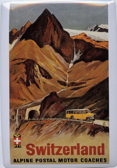 Berühmte Schweizer Plakate - Switzerland Alpine Postal Motor Coaches -
