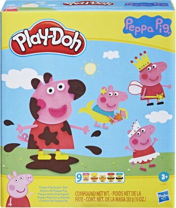 Play-Doh Peppa Pig Styling- - set, 9 Dosen Knete, Formen,
