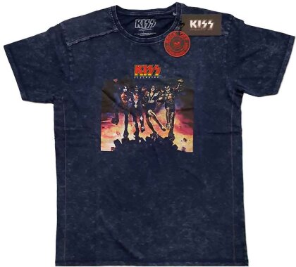 KISS Unisex T-Shirt - Destroyer (Navy Blue) (Wash Collection)