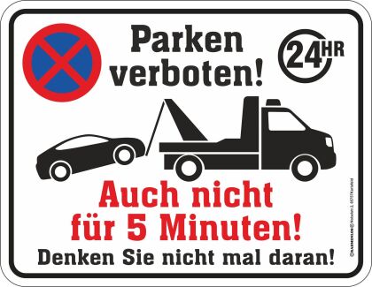 Parken verboten! Blechschild