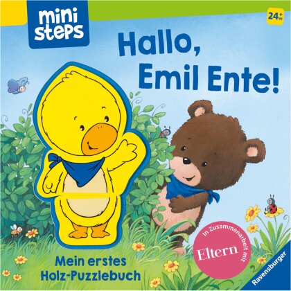 Holzpuzzle-Buch Emil Ente, d - 3 Holzpuzzle-Teile, 12 S.,