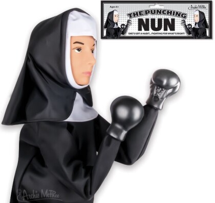 Boxende Nonne Handpuppe