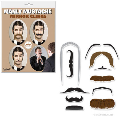 Manly Mustache Mirror Clings