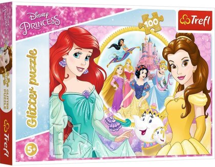 Disney Princess: Bella und Arielle - 100 Teile Glitterpuzzle