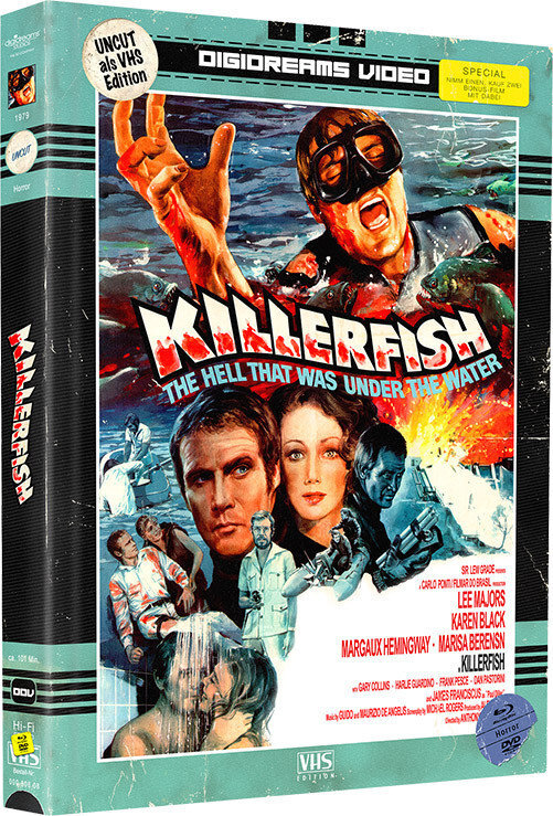 Killerfish / Blutige Seide (VHS-Edition, Mediabook, Uncut, Blu-ray + DVD)
