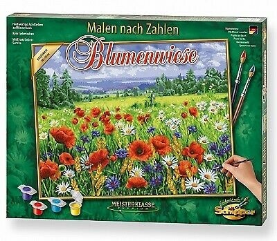 Blumenwiese - Spezialkarton mit Leinenstruktur, Bildgröße: 50 x 40 cm, Acrylfarben, Pinsel. Ohne Rahmen!