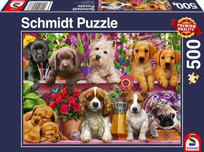 Hunde im Regal (Puzzle)