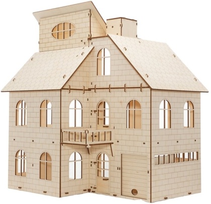 3D Holz Modellbausatz - Puppenhaus (48.6x37.6x54.0 cm) - 131 Holzteile