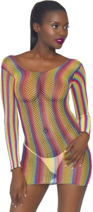 Rainbow Fishnet Mini Dress - One Size - Grösse Onesize