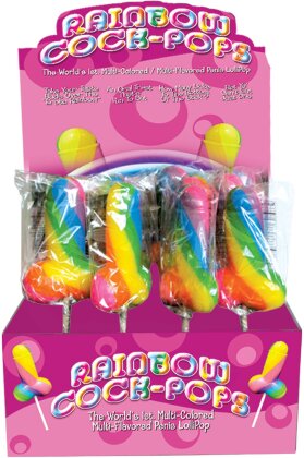 Rainbow Cock Pops Display 12pc